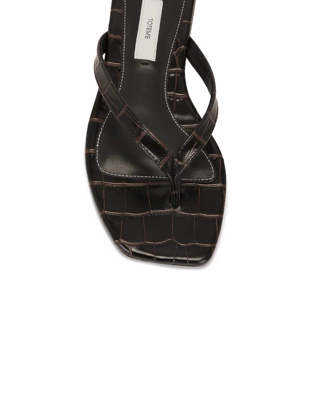 Toteme Brown Croc-Embossed flip flop Sandal with Square Toe 5.5 - Picture 1 of 5